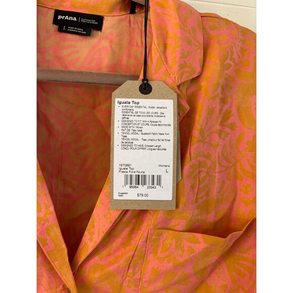 Prana Women’s Iguala Button Up Top Shirt Cropped Fresca Floral Size L NWT - Picture 5 of 6